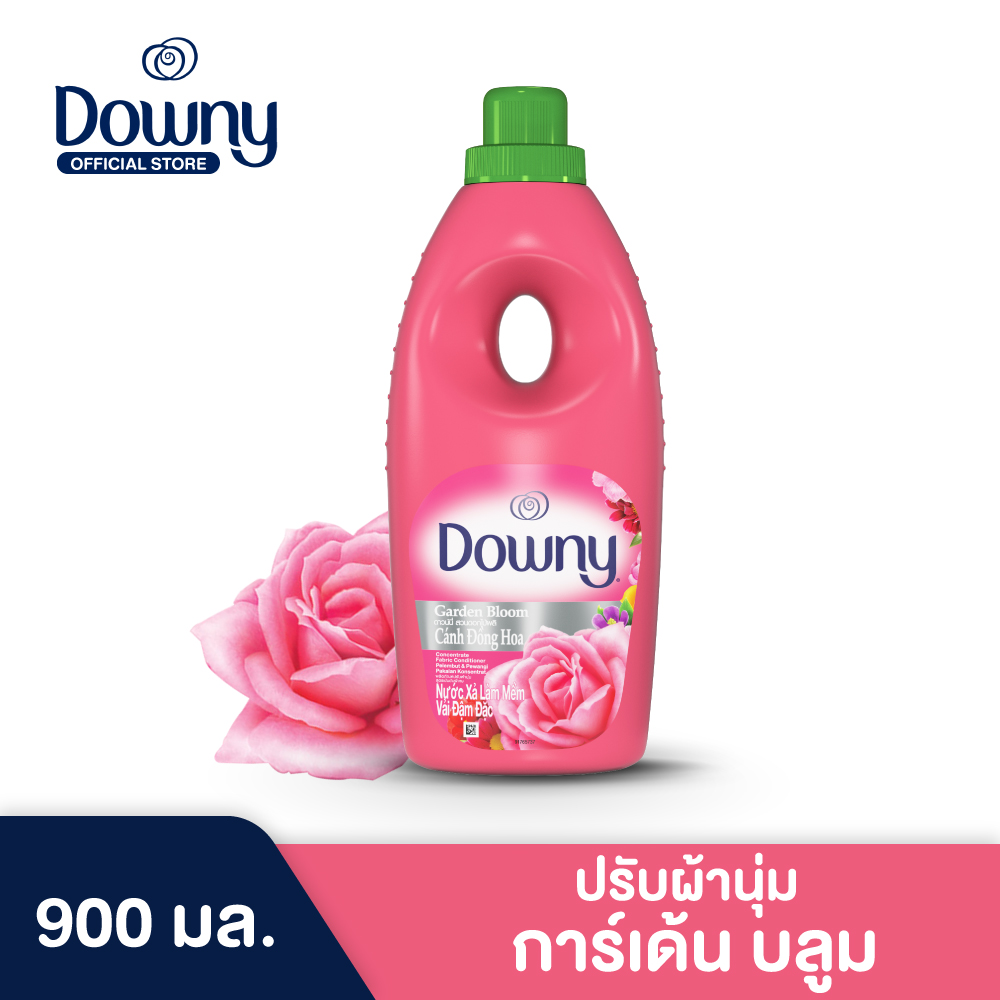 Downy Garden Bloom ดาวน์นี่ สวนดอกไม้ผลิ น้ำยาปรับผ้านุ่ม สูตรเข้มข้นพิเศษ แบบเติม 900 มล. Concentrated Fabric softener 900ml.