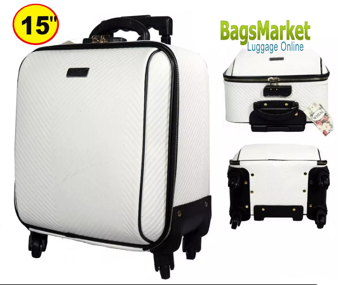 9889Shop  Luggage กระเป๋าเดินทางล้อลาก Wheal 15 นิ้ว 4 ล้อ หมุนรอบ 360° Code F7900-15 White (New Arrival)