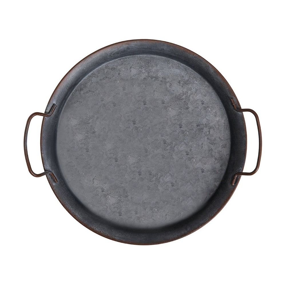 BYCBE Home Decor Round Iron Craft With Handle Retro Metal Plate Storage Bread Serving Tray Bread Trays Decorative Tray