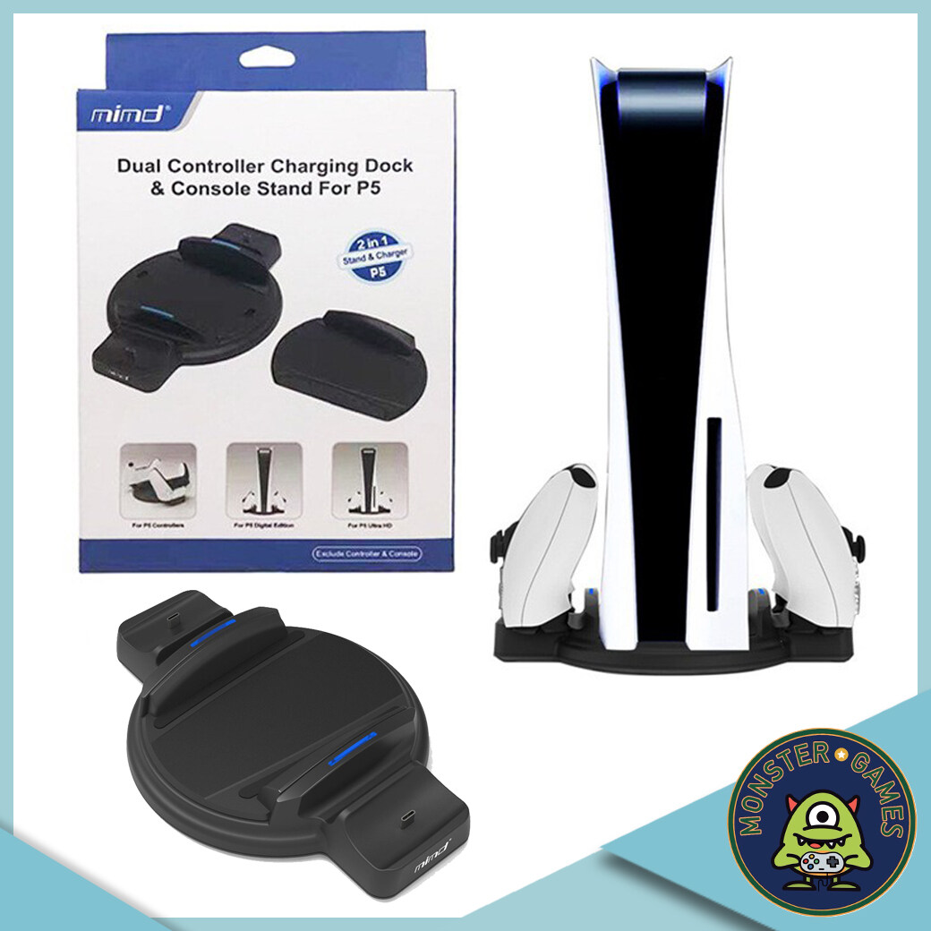 Mimd Dual Controller Charging Dock & Stand for PS5 (PS5 charging dock)(แท่นชาร์จจอย PS5)(ที่ชาร์จจอย PS5)(ที่ตั้งเครื่อง ps5)(แท่นวางเครื่อง ps5)