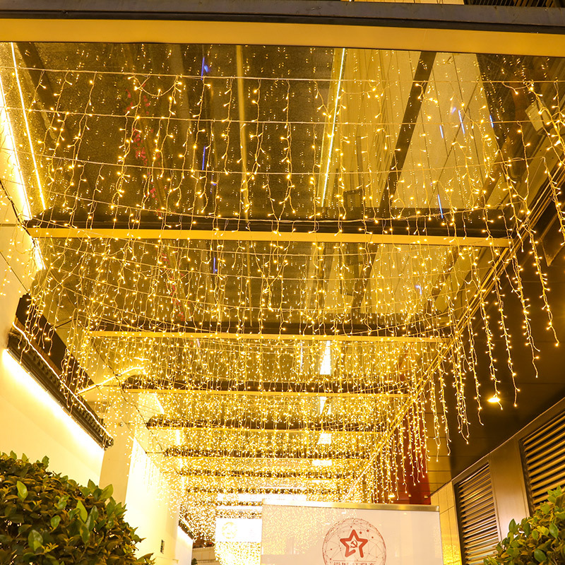 【ร้านค้ากรุงเทพ จัดส่ง 24 ชม】ใหม่ 4M/5M 96/216LEDs LED ม่านสตริงไฟ ICICLE eith 8 โหมดสำหรับปาร์ตี้สติกเกอร์ตกแต่งเวทีพร้อมปลั๊ก ไฟห้อย0.4-0.8เมตร AC 220โวลต์สวนถนนกลางแจ้งไฟตกแต่งวันหยุด 🚚จัดส่งฟรี