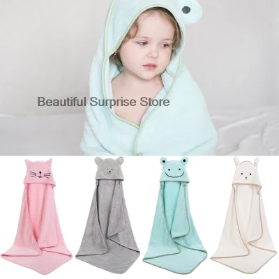 Baby Cartoon Frog Cat Bear Rabbit Hoodie Bathrobe Towels Blankets Coral Fleece for Newborns Bath Shower Towels Baby Swaddle