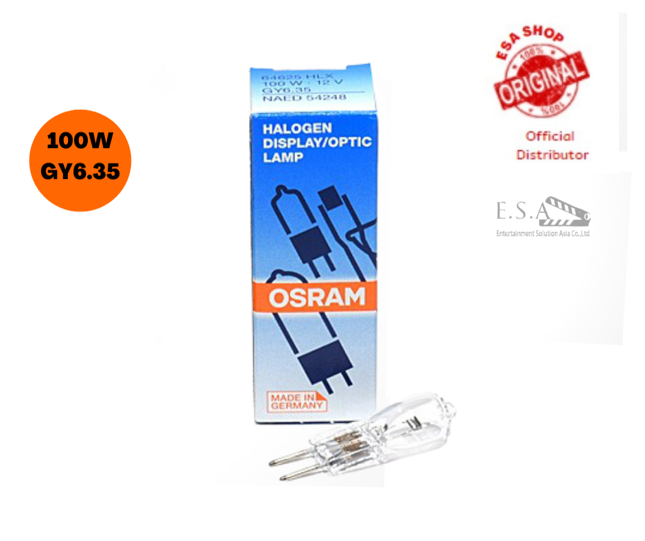 หลอดไฟ OSRAM 64625 HLX 100 W12V GY6.35 A1/215 FCR (สินค้าในกล่องมี 2 หลอด)