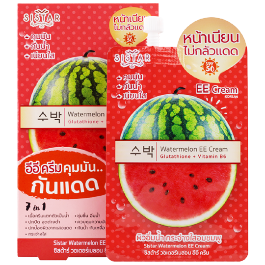 Sistar Watermelon EE Cream ซิสต้าร์ อีอีครีม แตงโม (ยกกล่อง 6ซอง x 10 กรัม)