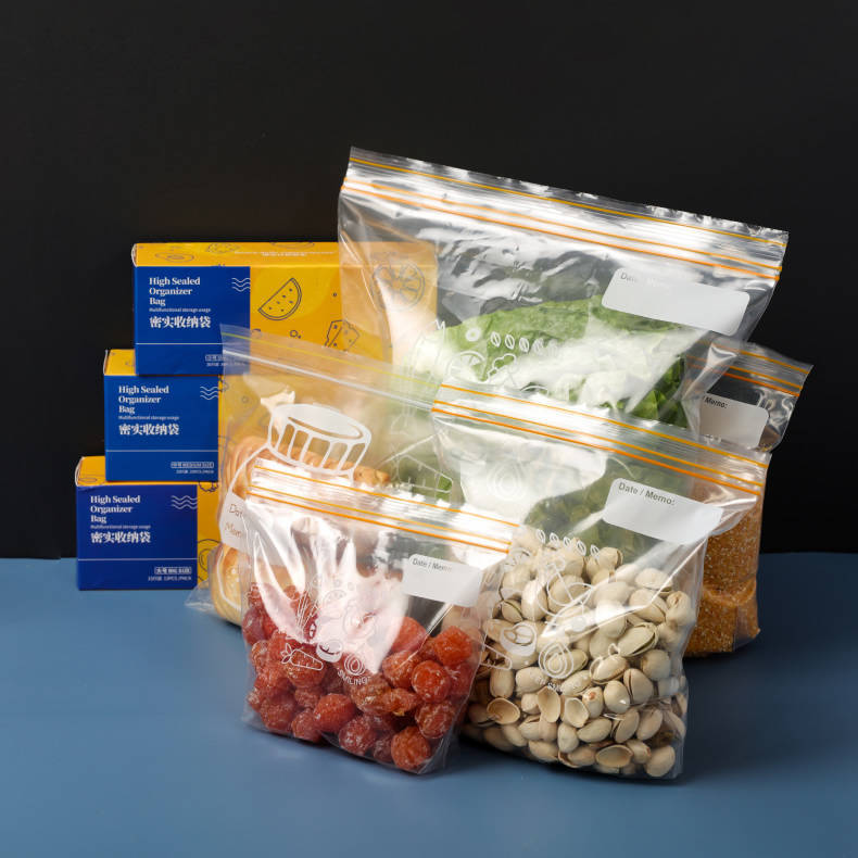 ถุงซิปล็อค ถุงใส่ขนม ถุงซิปล็อคใส ถุงซิบล็อค Zipper Food Storage Bags Freezer Bags Double Zipper Seal Reusable Sandwich Bags (Pack of 3)