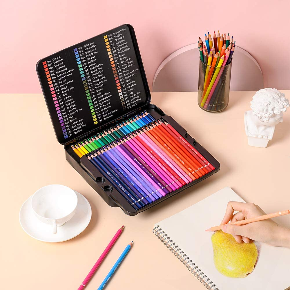 RAAM REFINED 72 Premium Colored Pencils for Adult Coloring,Artist Soft