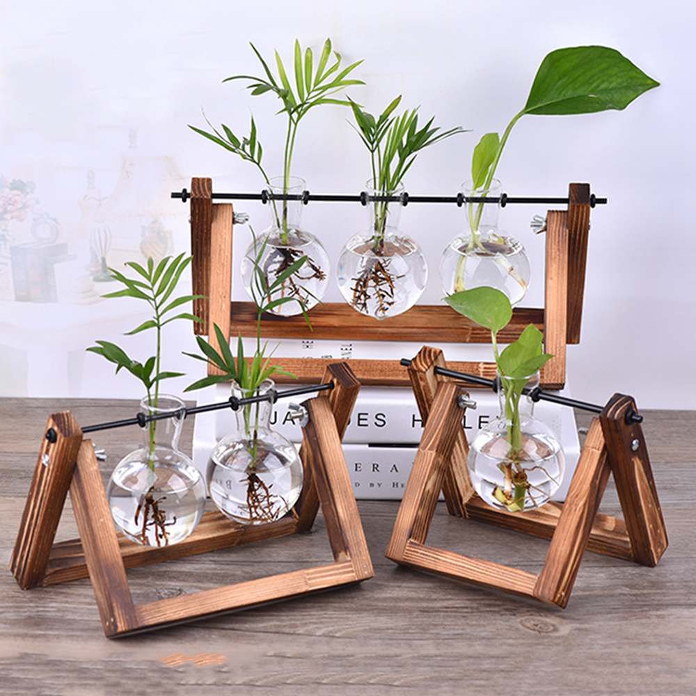 SIXUL ตกแต่งชาวไร่ Vintage Bonsai กรอบไม้พืชไฮโดรโปนิกแจกันกระถางดอกไม้แจกันแก้ว