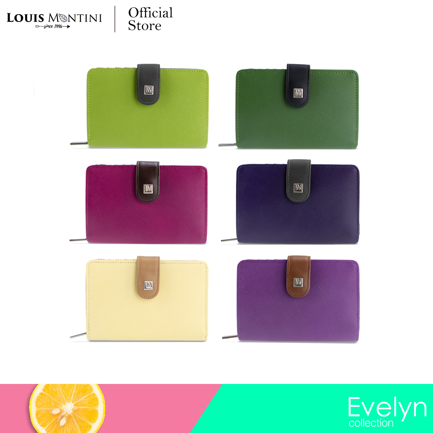 Louis Montini 'Evelyn Collection' กระเป๋าสตางค์ผู้หญิง พับสั้น หนังวัวซาเฟียโน่ Saffiano Leather Short Wallet for Women กระเป๋าเงินผู้หญิง WL50