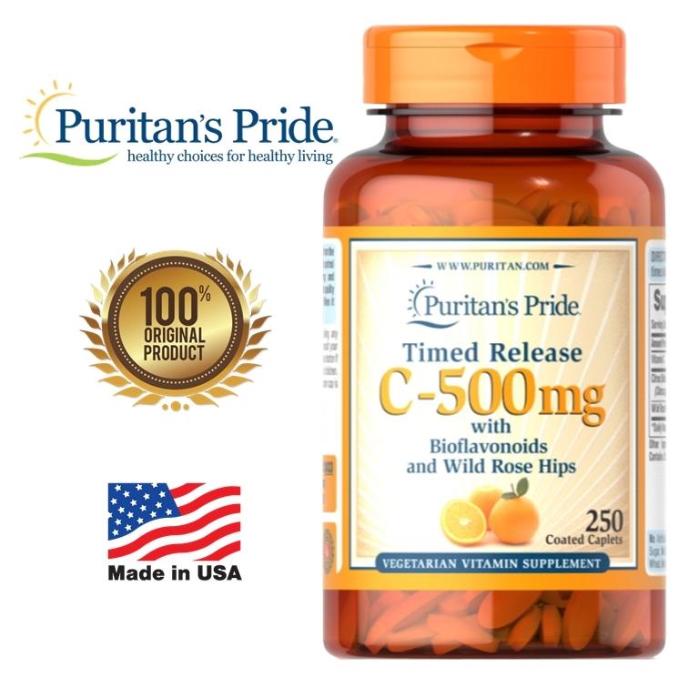 Puritan's Pride Vitamin C-500 mg with Rose Hips Time Release [250 Coated Caplets]
