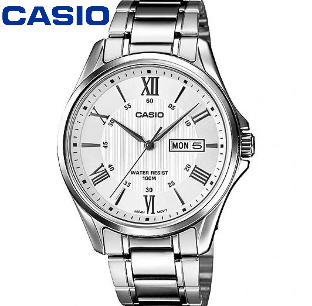 Casio นาฬิกาข้อมือผู้ชาย เลขโรมัน กันน้ำ 100M สายสแตนเลส รุ่น MTP-1384