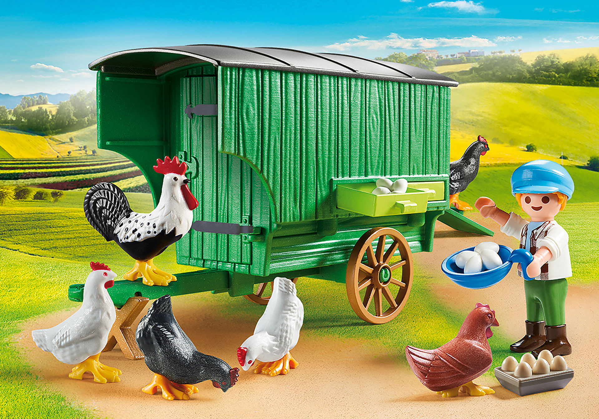 Playmobil 70138 Farm Chicken Coop Figure เพลย์โมบิล ฟาร์ม โรงเรือนเลี้ยงไก่ล้อลาก