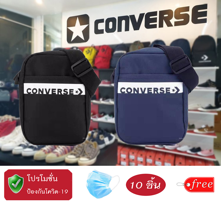 กระเป๋าสะพายข้าง คอนเวิร์ส Converse รุ่น REVOLUTION MINI BAG BLACK & NAVY พร้อมแมส 10ชิ้น