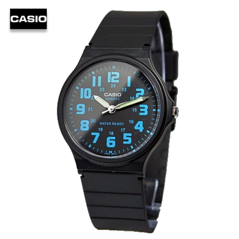 ภาพหน้าปกสินค้าVelashop Casio นาฬิกาข้อมือผู้ชาย สายเรซิ่น รุ่น MQ-71-2BDF, MQ-71-2B, MQ-71 - สีดำหน้าปัดน้ำเงิน