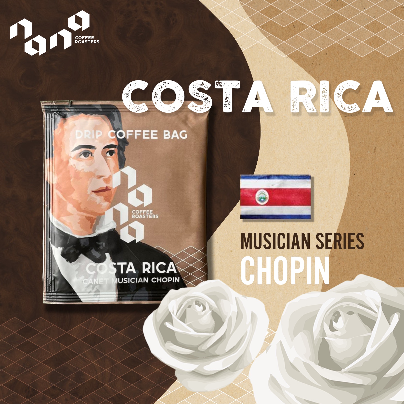 กาแฟ drip bag คั่วอ่อน Nana Coffee Roasters - Costa Rica Chopin