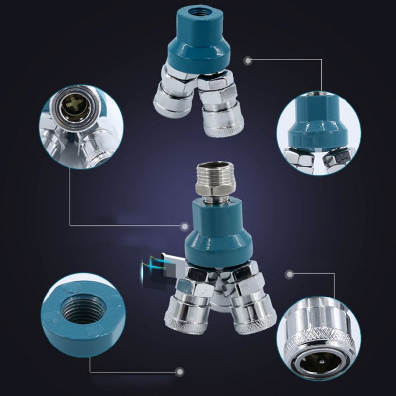 Đầu Nối Nhanh 2/3 Chiều Khớp Nối Ống Đa Năng Máy Nén Khí Dụng Cụ Khí Nén Lắp, Phụ Kiện Kim Loại