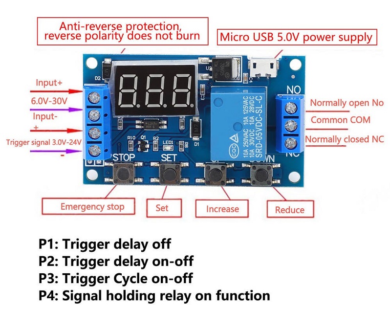 A022 Switch Trigger Relay Module 630V Time Delay Board JZ801 โมดูล