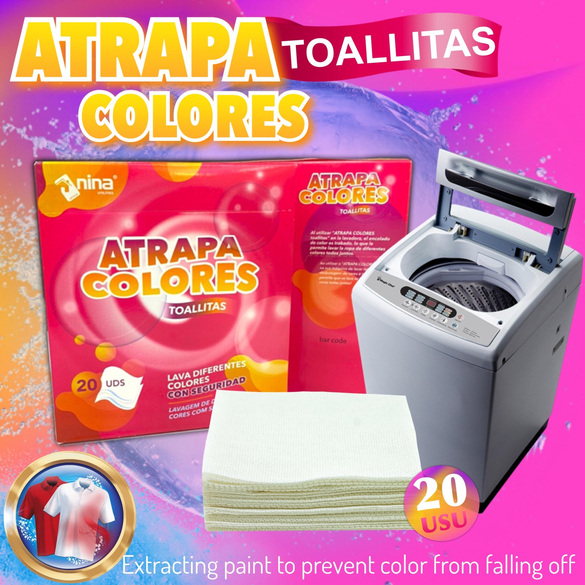 แผ่นซักผ้าดูดซับสีกันสีตกใส่ผ้า แผ่นซักผ้าสีตก แผ่นซักผ้า แผ่นกันสีตก แผ่นซับกันสีตก แผ่นกันผ้าสีตก 1กล่อง มี 20แผ่น