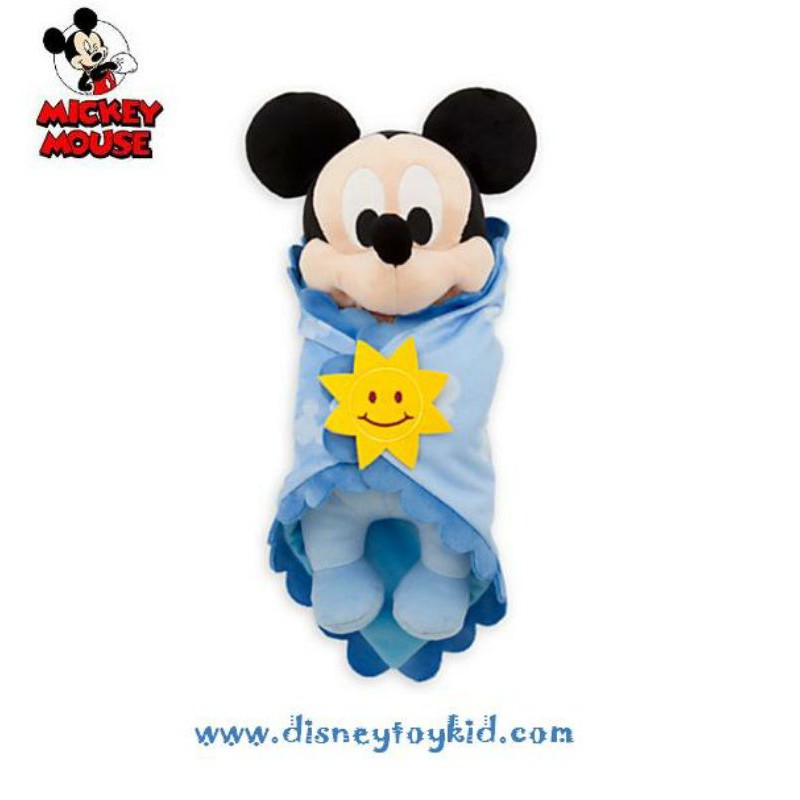 Disney's Babies Mickey Mouse Plush Doll and Blanket - Small - 11'' ตุ๊กตาในผ้าห่ม มิ๊กกี้ เมาส์ สูง 11 นิ้ว Disney USA