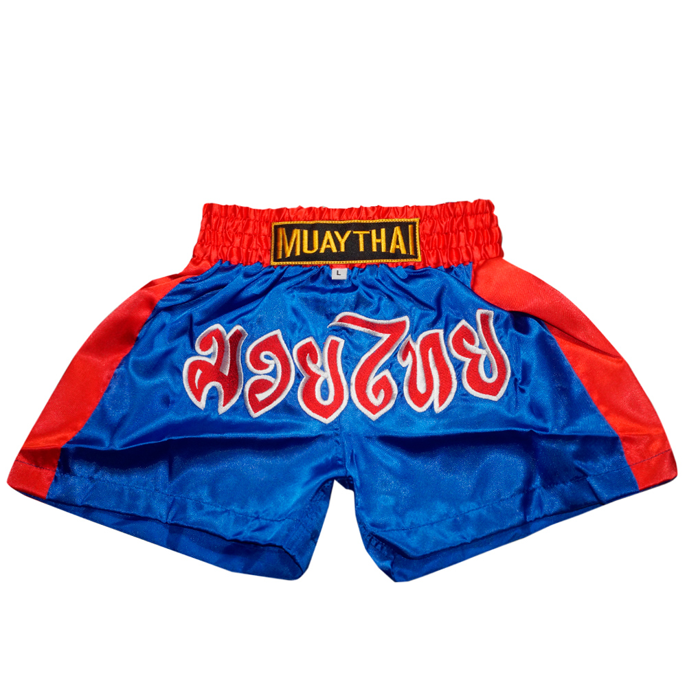 กางเกงมวยเด็ก Muay Thai Shorts Kids Blue Red Childrens Trunks Kickboxing