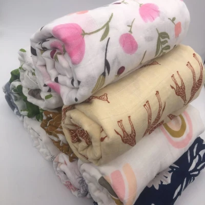 Muslin Blanket Baby Blankets Newborn for Infant Blanket Gauze Cotton Swaddle Wrap Cloth Pielucha Towel 120X110cm