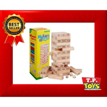 T.P.TOYS เกมจังก้า ตัวต่อไม้ ตึกถล่ม 48 ชิ้น พร้อมลูกเต๋า (Jenga)