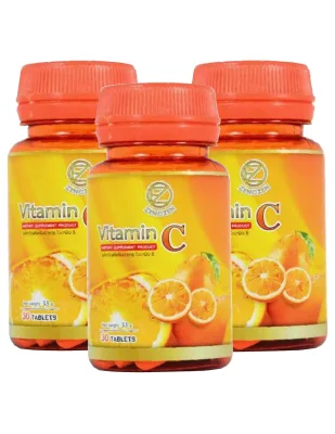 [3 กระปุก/กระปุกละ 30 เม็ด] ซีโนเซน วิตามิน ซี (Zenozen Vitamin C 1000 mg.)