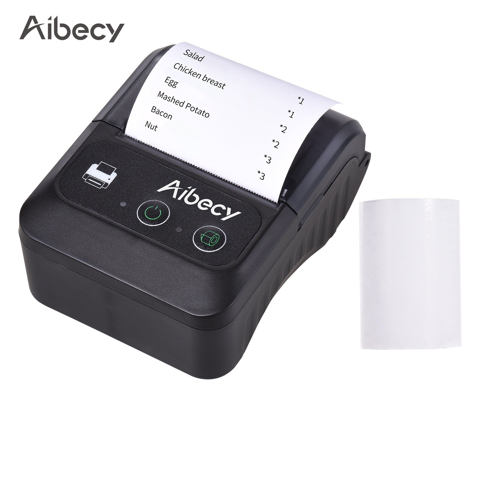 (Free 1 Roll Paper)Aibecy Portable Wireless BT Mini Thermal Printer 58mm 2 Inch Thermal Receipt Printer Command Compatible with Android/Windows...