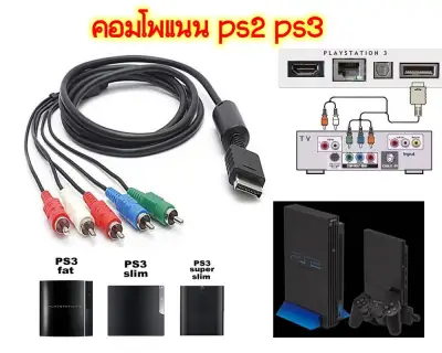 สายคอมโพเนนท์ PS2 PS3/ Component For PS2 PS3 Slim