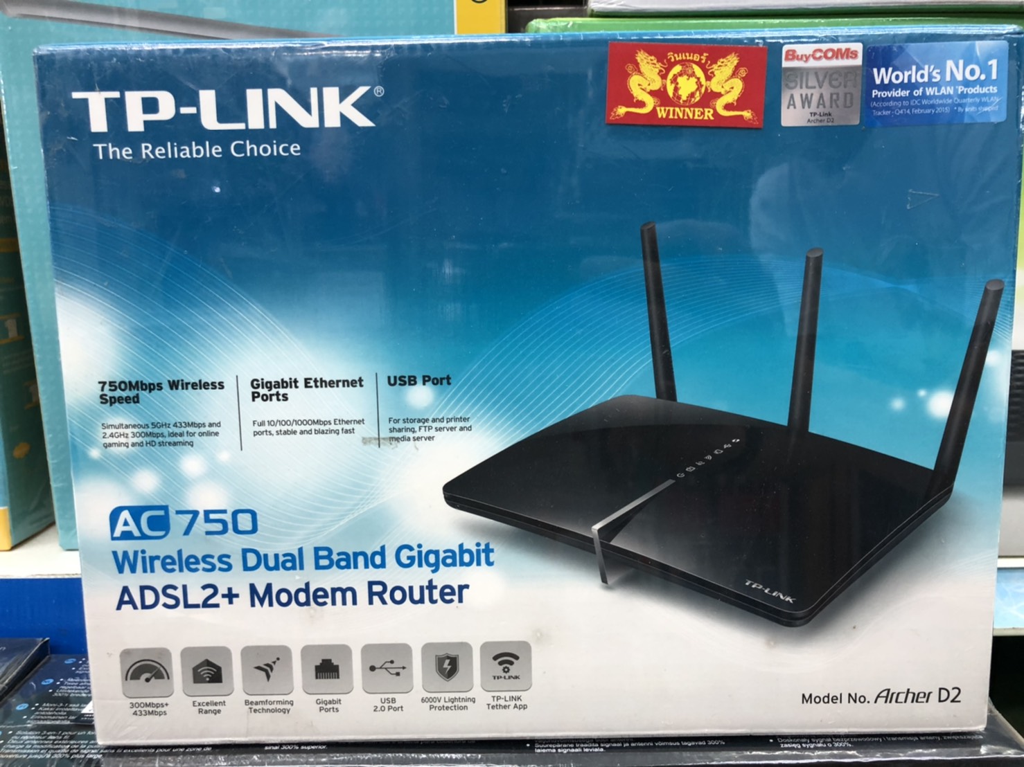 Modem Router AC750 Wireless Dual Band Gigabit ADSL2+ Archer D2