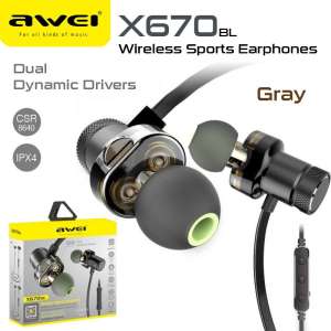 Awei X670BL หูฟังอินเอียร์ไร้สาย Bluetooth Sports Earphones Wireless Earbuds Awei X670BL หูฟังอินเอียร์ไร้สาย Bluetooth Sports Earphones Wireless Earbuds