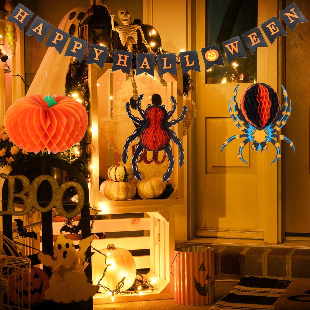 ZHANXENG498 Wall Decoration Party Halloween Honeycomb Pumpkin Lantern Spider