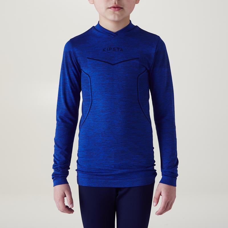 เสื้อรองในแขนยาวเด็กสำหรับใส่เล่นฟุตบอลรุ่น KEEPDRY 500 (สีน้ำเงิน STEEL BLUE)