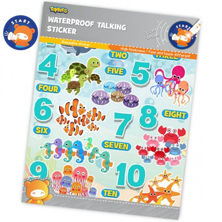 Toybies Talking Waterproof Sticker - Number สติ๊กเกอร์กันน้ำ ลายตัวเลข