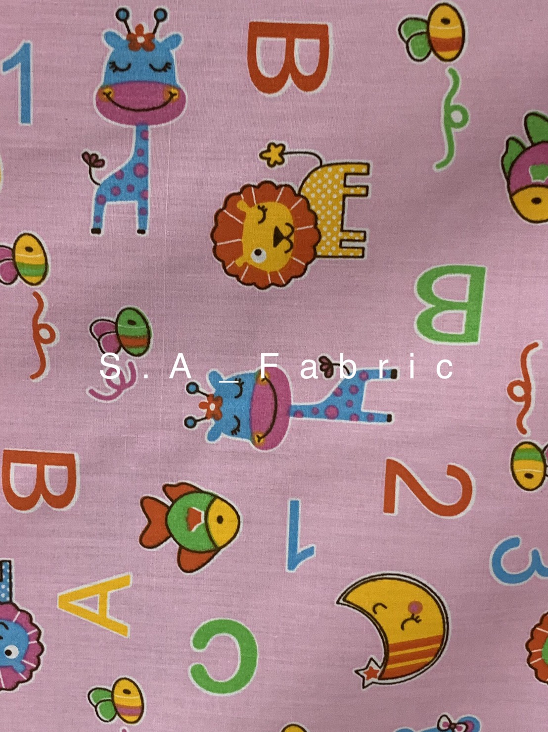ผ้าเมตร ผ้าคอตต้อนทีซี ลายสัตว์ ABC - S.A_Fabrics Co. Ltd - ThaiPick