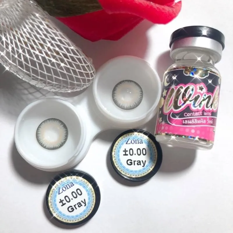 ปังกว่านี้ ไม่มีอีกแล้ว คอนแทคเลนส์ คอนแทคเลนส์แฟชั่น บิ๊กอาย Wink Contact lens ลาย ZONA GRAY (สีเทา) เลนส์นิ่ม สุดๆ ยืน1 เลนส์ใส่สบายตาทั้งวัน