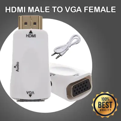 HDMI TO VGA+AUDIO Converter 1080P, HDMI to VGA Adapter with Audio for PC Computer Notebook Desktop Tablet to HDTV Projector Display