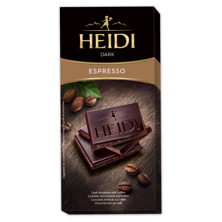 HEIDI Chocolate Espresso ช็อคโกแลตนำเข้า ดาร์กช็อคโกแลต เอสเพลสโซ่ 80 กรัม แบรนด์ดังจากสวิสเซอร์แลนด์ ขนมนำเข้า