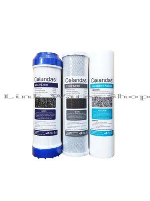 Colandas ไส้กรองน้ำ 3 ขั้นตอน ขนาด 10 นิ้ว PP-Block Carbon-Gac Carbon