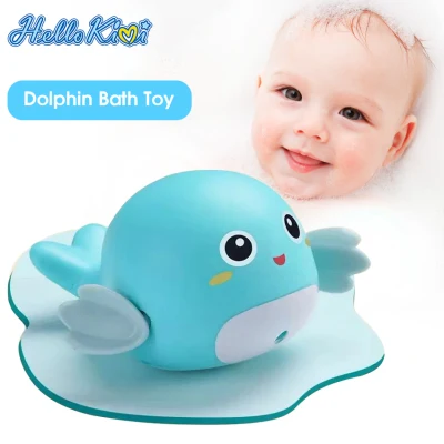 HelloKimi Bath Toys Cute Shower Toy Baby Bath Cartoon Dolphin Toy Classic Baby Water Toy Infant Swim Dolphin Clockwork Toy Floating Swimming Dolphins Kids Beach Bath Toys