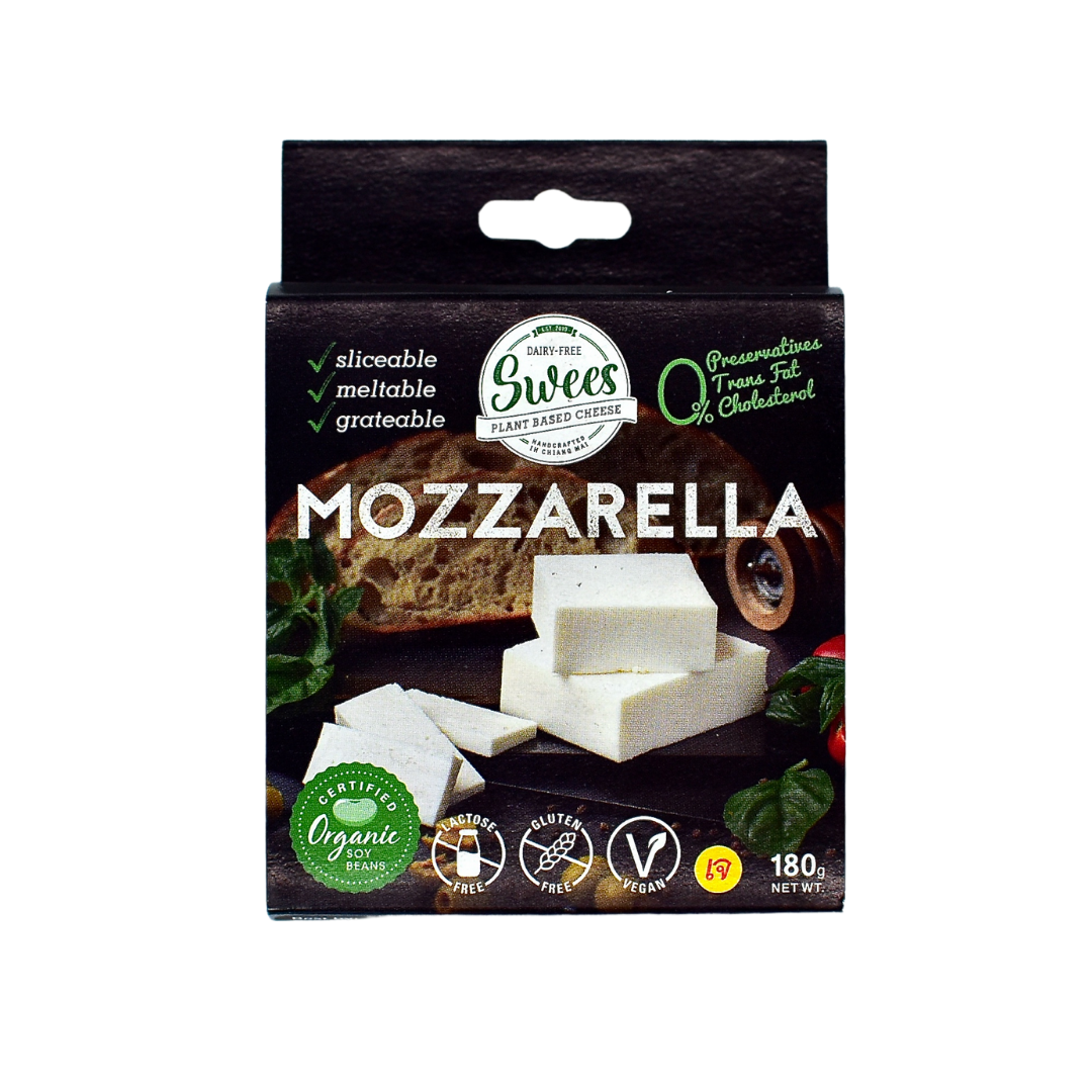 Swees Mozzarella 180g ชีสวีแกน (Plant Based / Vegan) Cheese - Made from certified organic soy ทำจากถั่วเหลืองออร์แกนิก ราคารวมจัดส่งแบบแช่เย็น  - price including refrigerated delivery