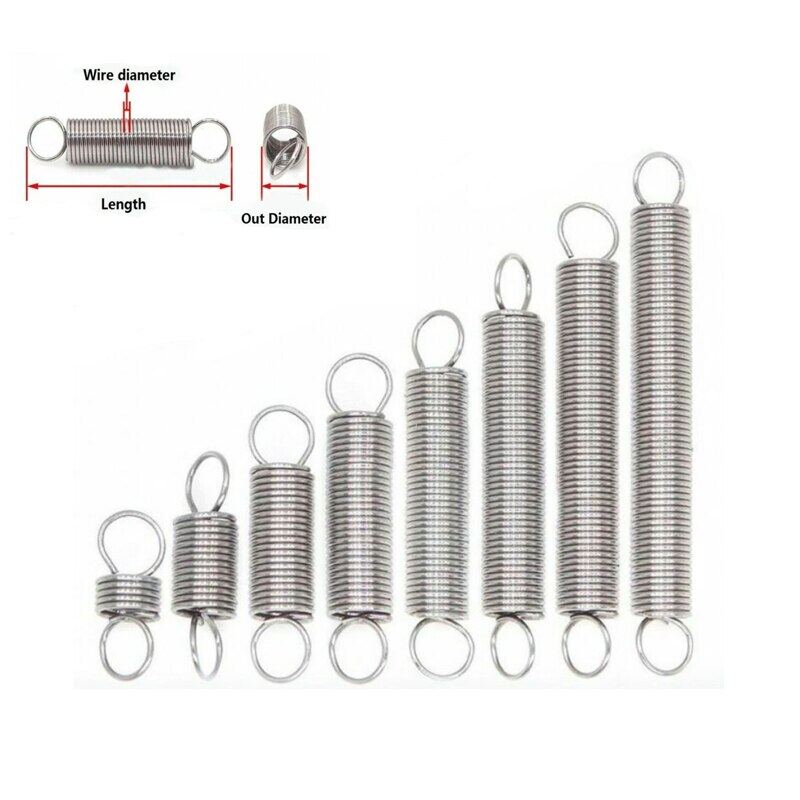2pcs 0.3mm WD 2mm OD stainless steel tension spring stretched extended springs 
