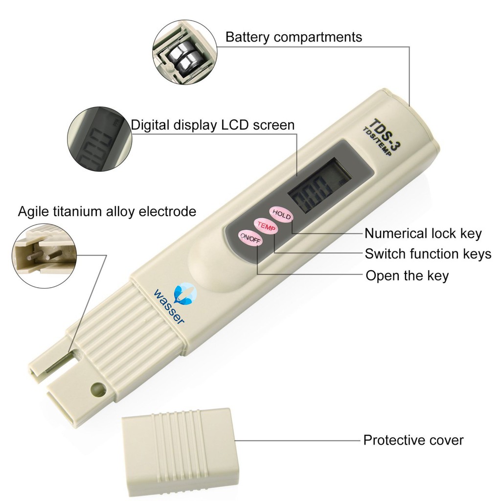 ปากกาตรวจวัดค่า PH TDS ในของเหลว พร้อมจอ LCD