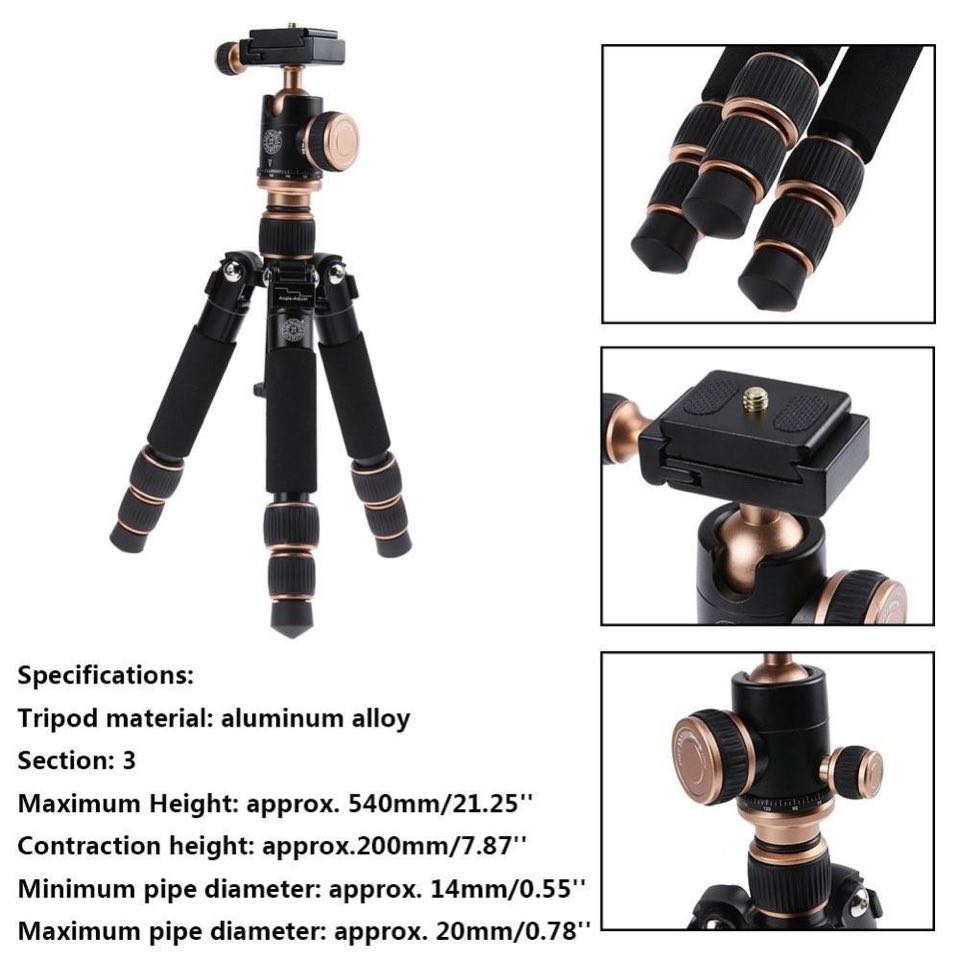ขาตั้งกล้องอะลูมิเนียมTUBAI- Q166 เดสก์ท็อปมินิแบบพกพา สำหรับ DSLR Camera - INTL