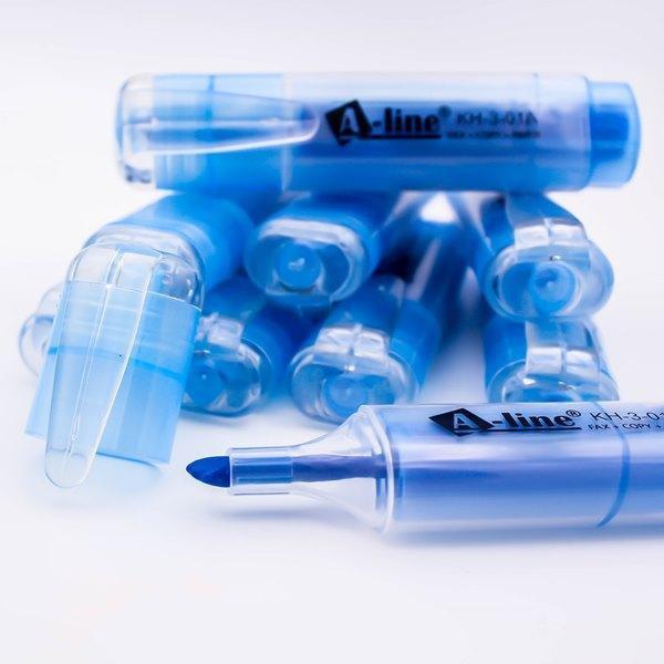 Electro48 A-Line ปากกาเน้นข้อความ สีสด เอ-ไลน์ ชุด 10 ด้าม (สีฟ้า) สีสดสะท้อนแสง