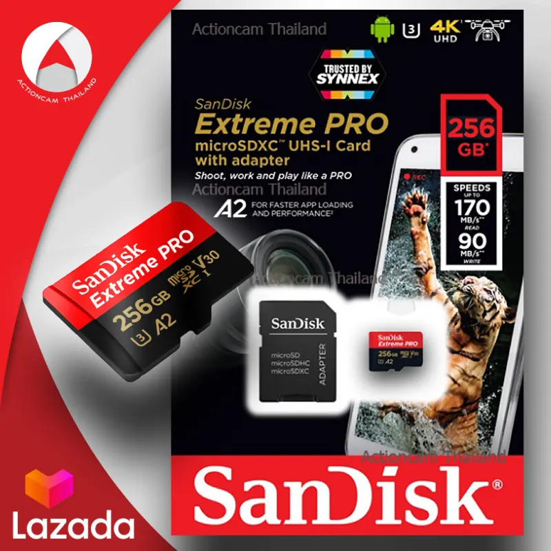 ภาพสินค้าSanDisk Extreme Pro Micro SD Card SDHC 32GB SDXC 64GB 128GB 256GB 512 GB 1TB Speed R/W 200/140MB/s (SDSQXCD) เมมโมรี่ การ์ด Gopro8 Gopro9 Drone จากร้าน Actioncam Thailand บน Lazada ภาพที่ 5