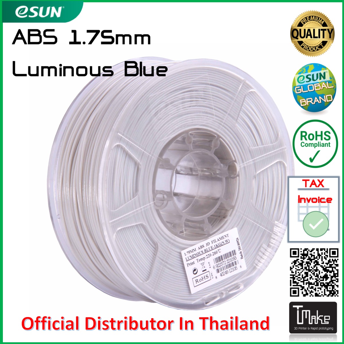 eSUN Filament ABS Luminous blue Size 1.75mm for 3D Printer