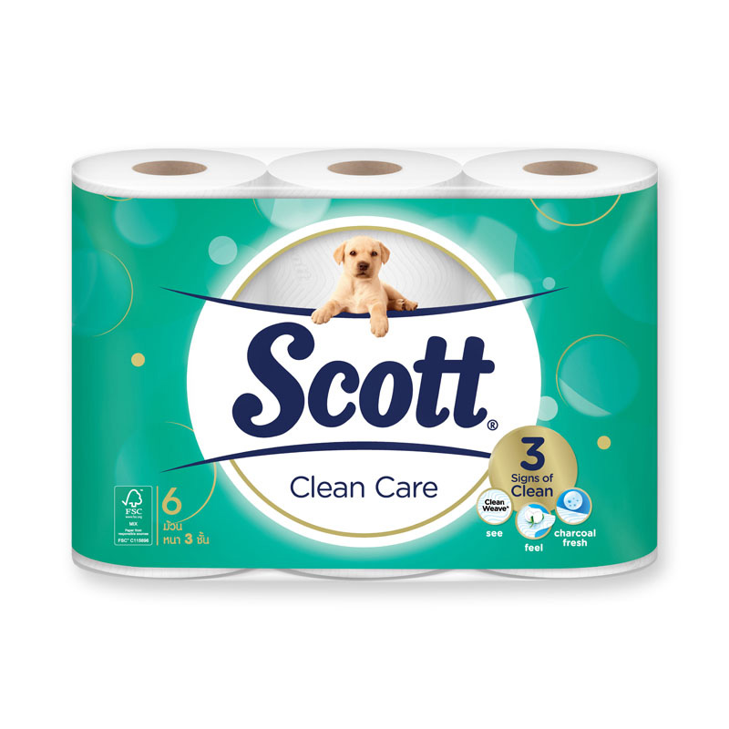 สก๊อตต์ คลีนแคร์ หนา3ชั้น แพ็ค 6 ม้วน/Scott Clean Care 3-layer thick pack of 6 rolls.