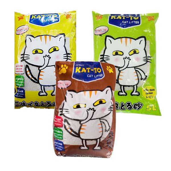 Kato sand จัดส่งไม่เลือกกลิ่น ทรายแมวเบนโทไนท์ ตัวเป็นก้อนได้ดี ฝุ่นน้อย สำหรับแมว (5 ลิตร/ถุง)