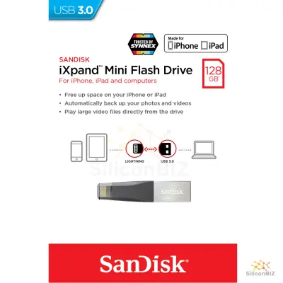 SanDisk iXpand Mini flash drive 128GB (SDIX40N_128G_GN6NN) แฟลชไดร์ฟ สำหรับ iPhone iPad ไอแพด เมมโมรี่ แซนดิส สำรองข้อมูล