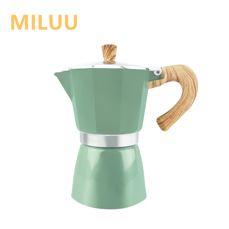 Miluu โมก้าพอตอิตาเลี่ยน หม้อกาแฟอลูมิเนียมแปดเหลี่ยม หม้อ moka เอสเพรสโซสำหรับใช้ในครัวเรือน เครื่องชงกาแฟแบบแฮนด์เมด 6 CUPS 300ML